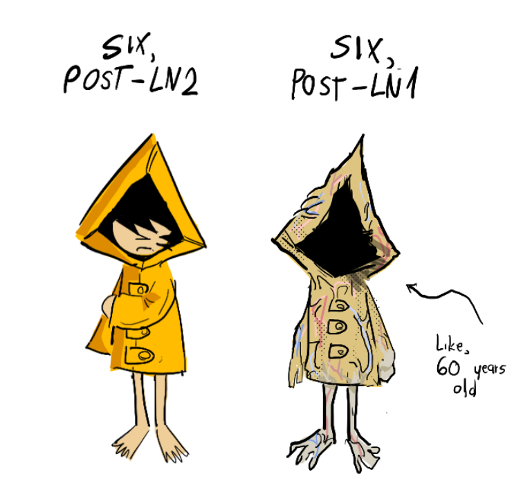Varytick's tweet photo. #littlenightmares here's Grownup six after escaping the maw!!!! https://t.co/AIMRUMf3vk