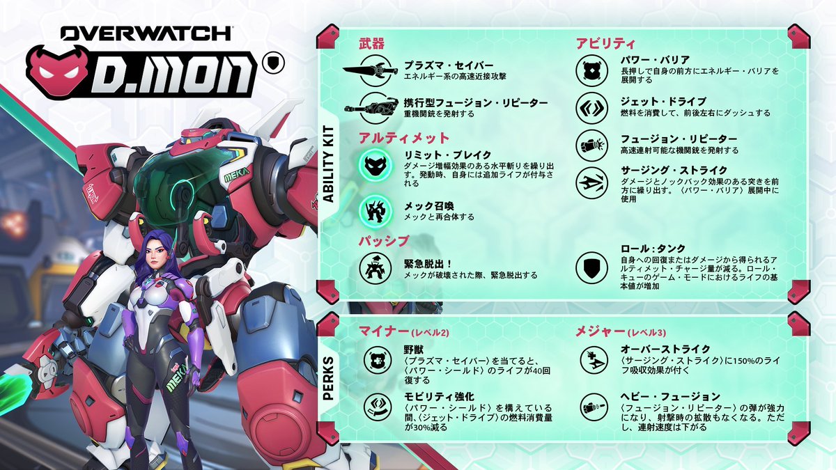 Overwatch2_NEWS's tweet photo. 【速報】D.monのアビリティ一覧が公開⚡ https://t.co/FeUAdkBKmn