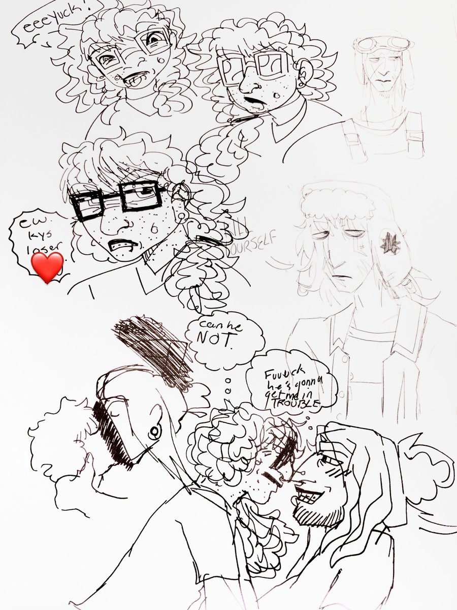 typicalcozmos's tweet photo. #WERIFESTERIA : have some doodles of the main character, amber (curly hair), and his stupid fucking boyfriend, otis https://t.co/tcnHiZyscO