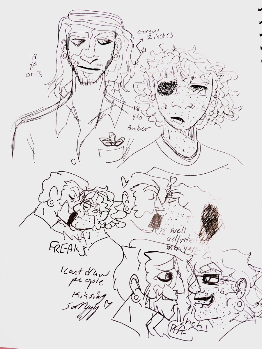 typicalcozmos's tweet photo. #WERIFESTERIA : have some doodles of the main character, amber (curly hair), and his stupid fucking boyfriend, otis https://t.co/tcnHiZyscO