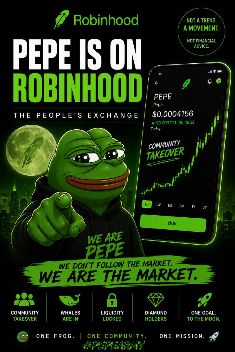 kavi_nadi's tweet photo. $PEPE on Robinhood. We're just getting started. 

CA: 0x9B09c435BC5DA088722bE47E97989fB1e3Ed4eB9 https://t.co/7vAGcDgYRE