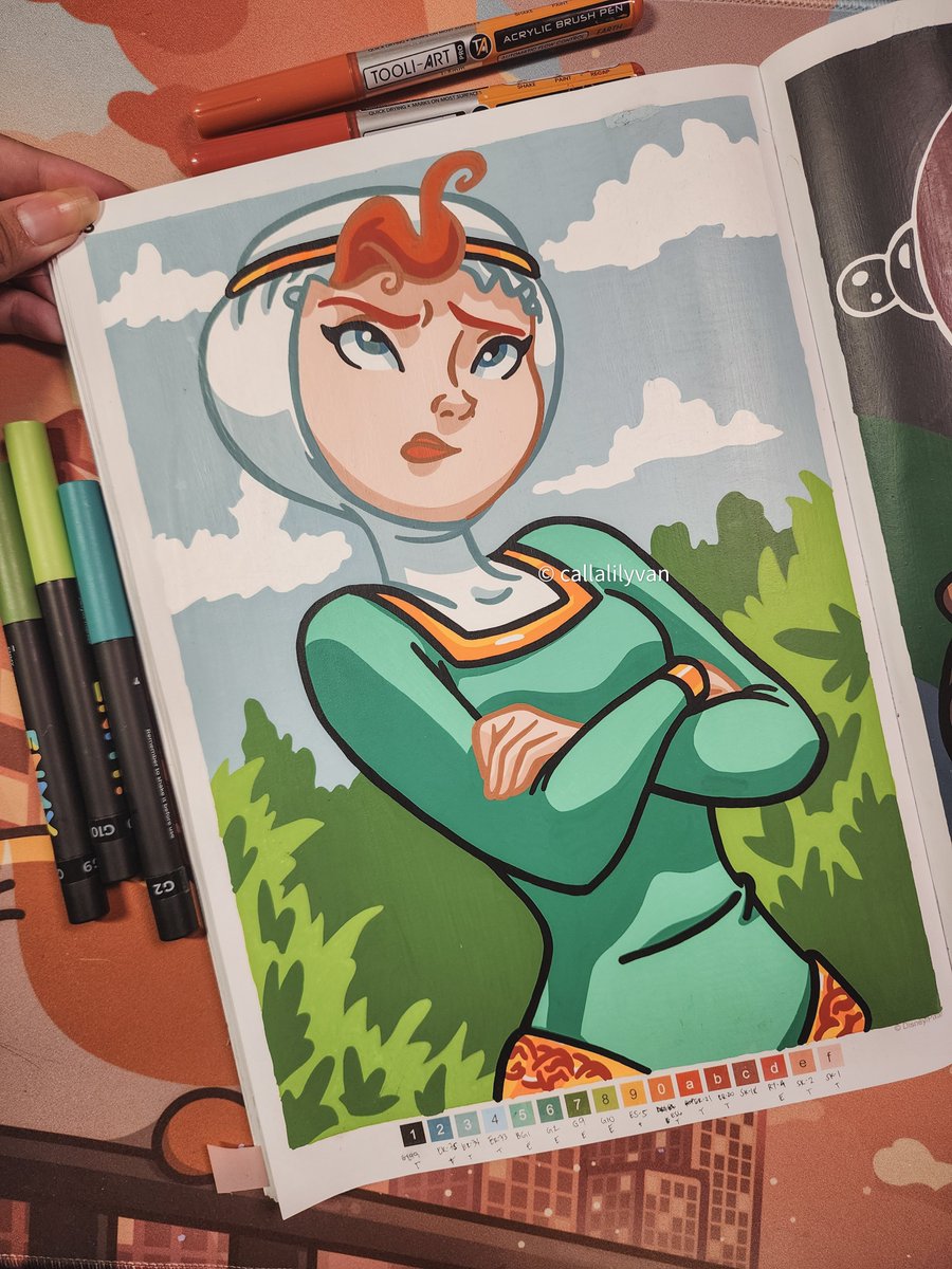 Callalilyvan's tweet photo. 🧡 Happy Friday! I hope y'all are doing well. Here is Merida, page 43 from Disney Princesses mystery coloring book.
I remember the scene in the movie when she had to wear this and her hair just... fits inside 😂
#coloring #colorbynumber #disneyprincess #disneycoloring #merida https://t.co/TTs2WIgJzU