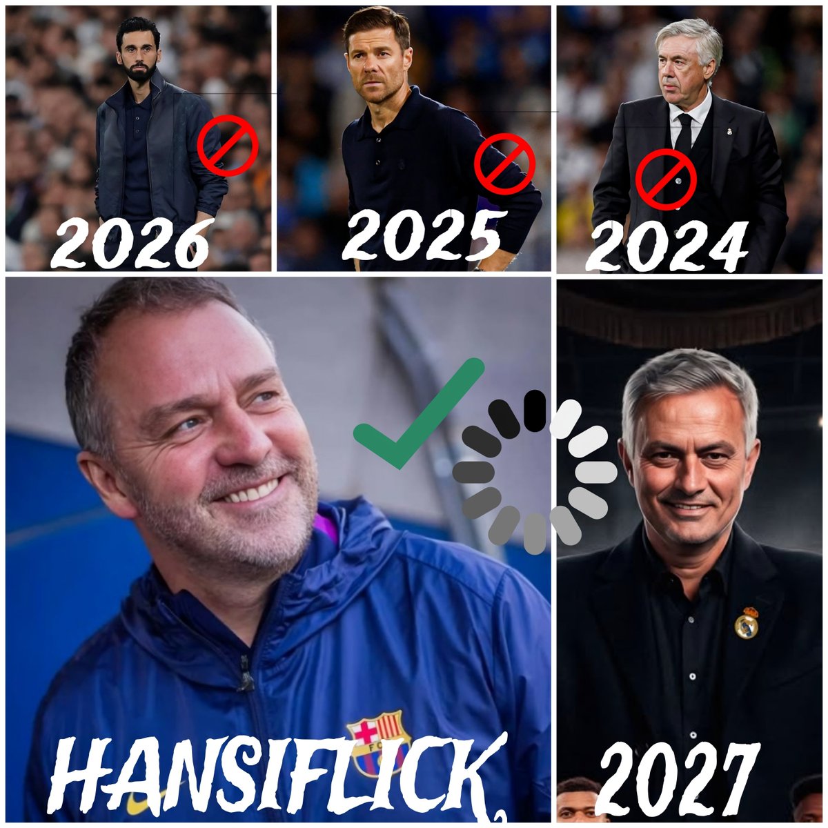 Abberh3668's tweet photo. Hansi Flick isn’t just managing Barcelona, he’s running a Real Madrid eviction agency. 🥶
❌ Carlo Ancelotti
❌ Xabi Alonso
❌ Álvaro Arbeloa
Three coaches down, and he’s still not done. Absolute menace! 🔵🔴🇩🇪
#FCBarcelona #ElClasico #Flickball https://t.co/TJYl2Zolww