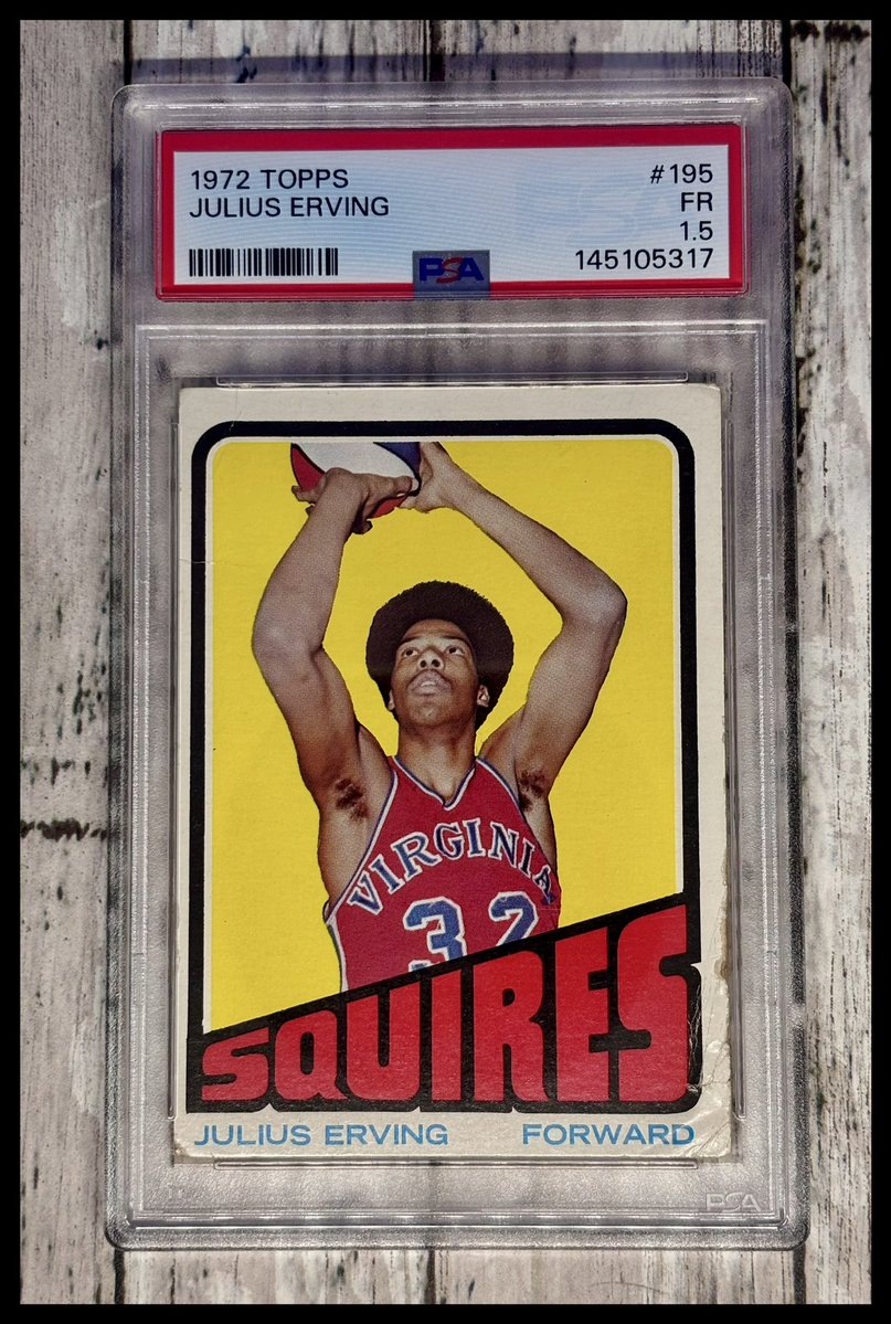 rpbailey78's tweet photo. Here’s a card I love and never thought I’d own. Another big thank you goes out to @jtteaxasaggie for another sweet deal, this one a freaking Dr. J rookie card! Have a great Friday night, y’all and be sure to follow Jeff if you don’t already. https://t.co/7aphltgfm7