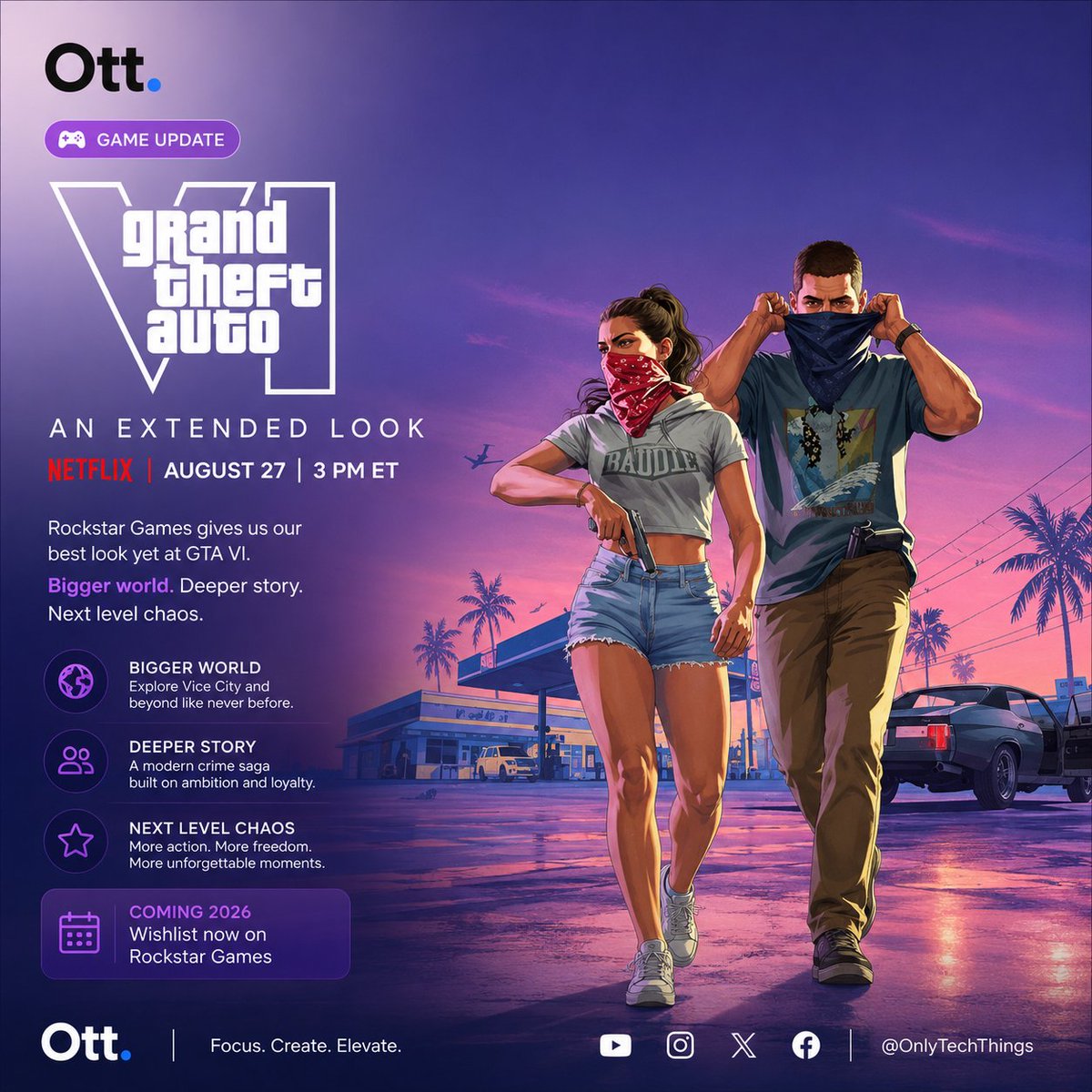 OnlyTechThings's tweet photo. 🎮 Netflix is bringing GTA 6 fans something to watch.

Netflix is adding fresh content for fans eager to dive deeper into the world surrounding the highly anticipated game.

#Netflix #GTA6 #Gaming #RockstarGames #GameNews #GamingNews #Ott #OttTech #OnlyTechThings https://t.co/nk0qNAvhND