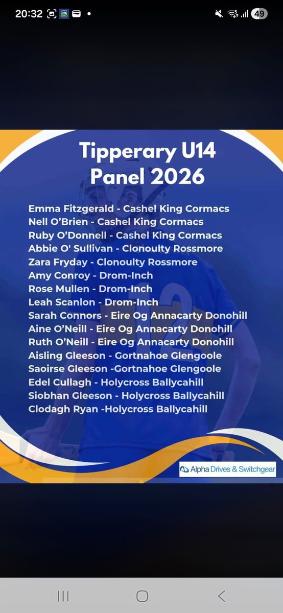 ClubHolycross's tweet photo. Best of luck to Clodagh, Edel and Siobhán and the U14 Tipperary teams in the All-Ireland National blitz tomorrow. 

We hope you enjoy taking part in the parade  on Sunday at the half time break of the Intermediate All-Ireland game in Croke Park.

We’re very proud of you 💙💛 https://t.co/Ehp6wuRFmF