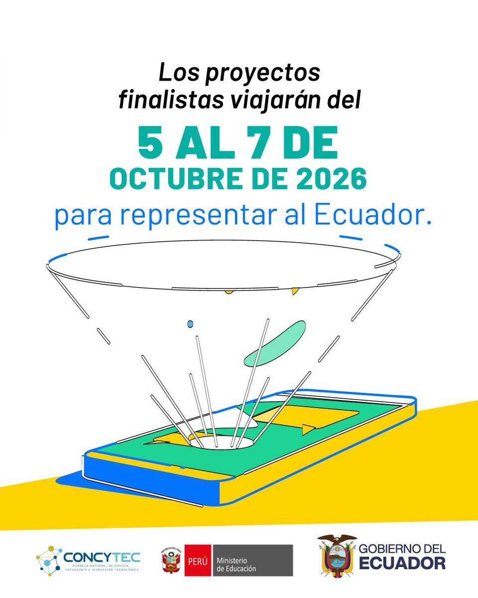 Educacion_Ec's tweet photo. 🔬🇪🇨 ¡El talento científico ecuatoriano cruza fronteras!

Los proyectos finalistas de la XXII Feria Escolar Binacional de Ciencia y Tecnología Perú–Ecuador 2026 representarán al país en la fase presencial, que se desarrollará en Sullana, Piura, Perú. 🇵🇪

💻 Regístrate hasta el 28 de agosto de 2026 ➡️ https://t.co/ePhQ4FgmwO
📌 Consulta las bases de participación en el enlace oficial ➡️ https://t.co/KVqSklN1J6