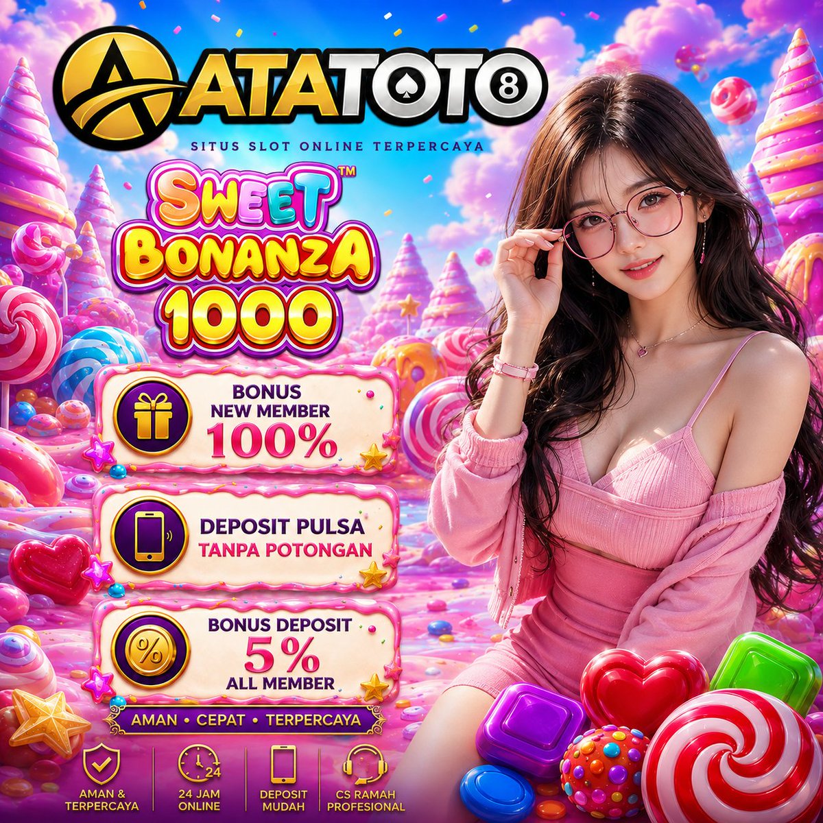 SelvyOktareh's tweet photo. ๐ธ Bonus menarik setiap hari
โก Proses cepat dan praktis
๐ก๏ธ Aman & nyaman
๐ฒ Akses kapan saja
๐ Yuk bergabung bersama ATATOTO dan nikmati pengalaman bermain yang lebih seru setiap harinya!
#ATATOTO #sweetbonanza #GameFavorit #HiburanOnline #PromoDigital #KomunitasGame https://t.co/tkci9D92jG