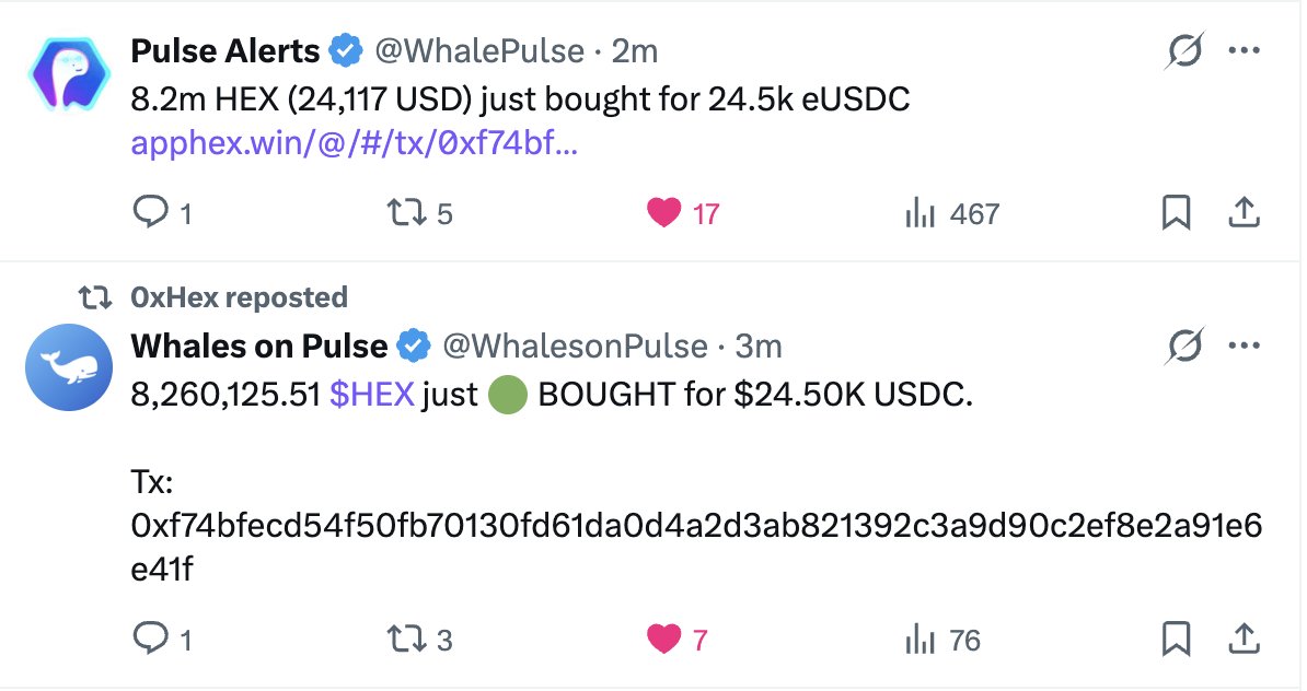 CryptoCoffee369's tweet photo. why am i getting all these HEX alerts on my feed?
just checked price and it's up 333% from ATL
HEX on PulseChain that is - https://t.co/yucyXUldYM https://t.co/myStewmvZQ