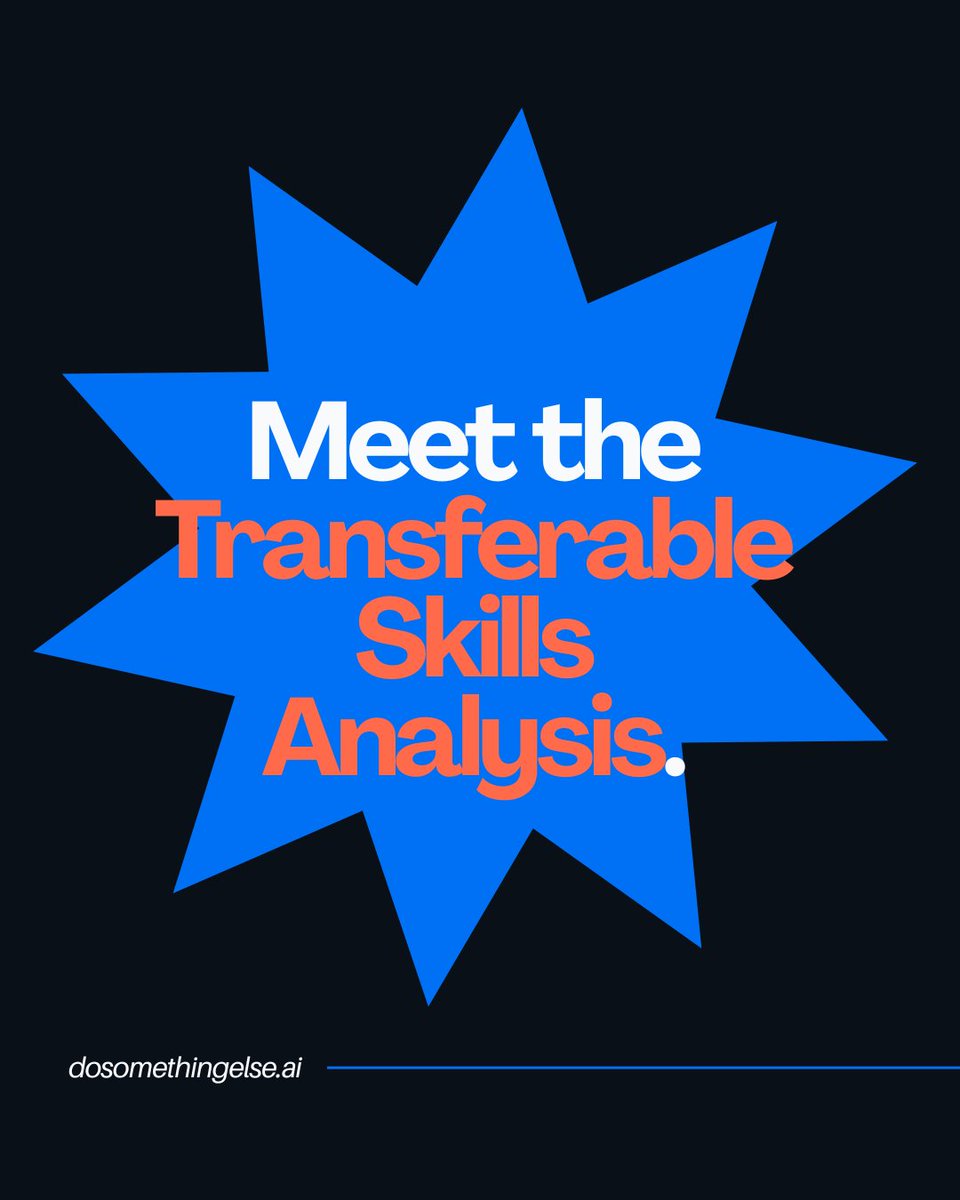 SomethingElseAI's tweet photo. AI can't take everything. Which of your skills can't it touch?  Most people can't name their own AI-proof strengths - so they don't know what to lean into.  

Free Transferable Skills Analysis: https://t.co/GLAEk9hyEg https://t.co/GOf1eYXkSQ