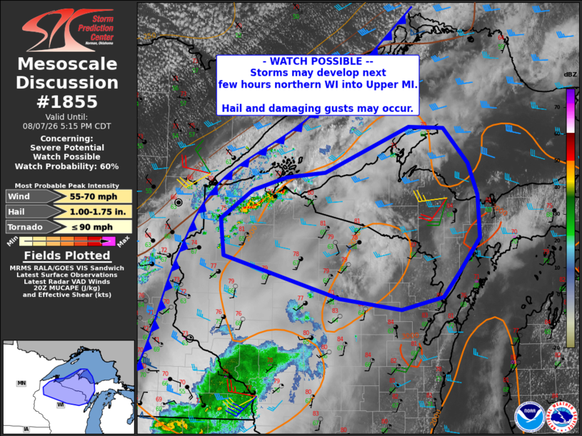 cadennelson05's tweet photo. WATCH POSSIBLE: Storms are beginning to develop across far northern WI and the UP of Michigan. A watch is possible, though there's a cap currently in place that may inhibit severe development. #wiwx https://t.co/5UFsCI1sZZ