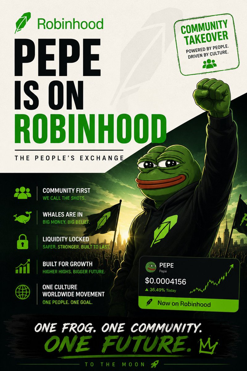 kavi_nadi's tweet photo. $PEPE on Robinhood. I told you it would send. We're going much higher.

CA:

0x9B09c435BC5DA088722bE47E97989fB1e3Ed4eB9 https://t.co/Wsmcq1QEEK