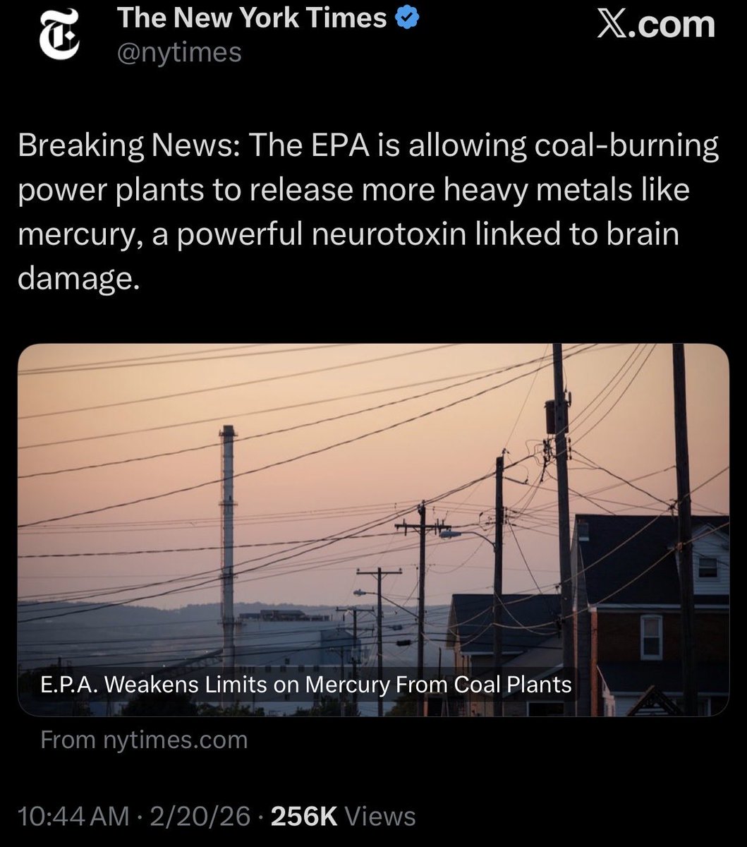 Robynje13's tweet photo. @smsamford01 @EricLDaugh Yes, and look at all the regulations Trump suspended so anyone who works or lives around coal plants will be surrounded by toxins, including Coal Ash, with is more radioactive than nuclear waste. Good job! https://t.co/KgrVRtuyw4