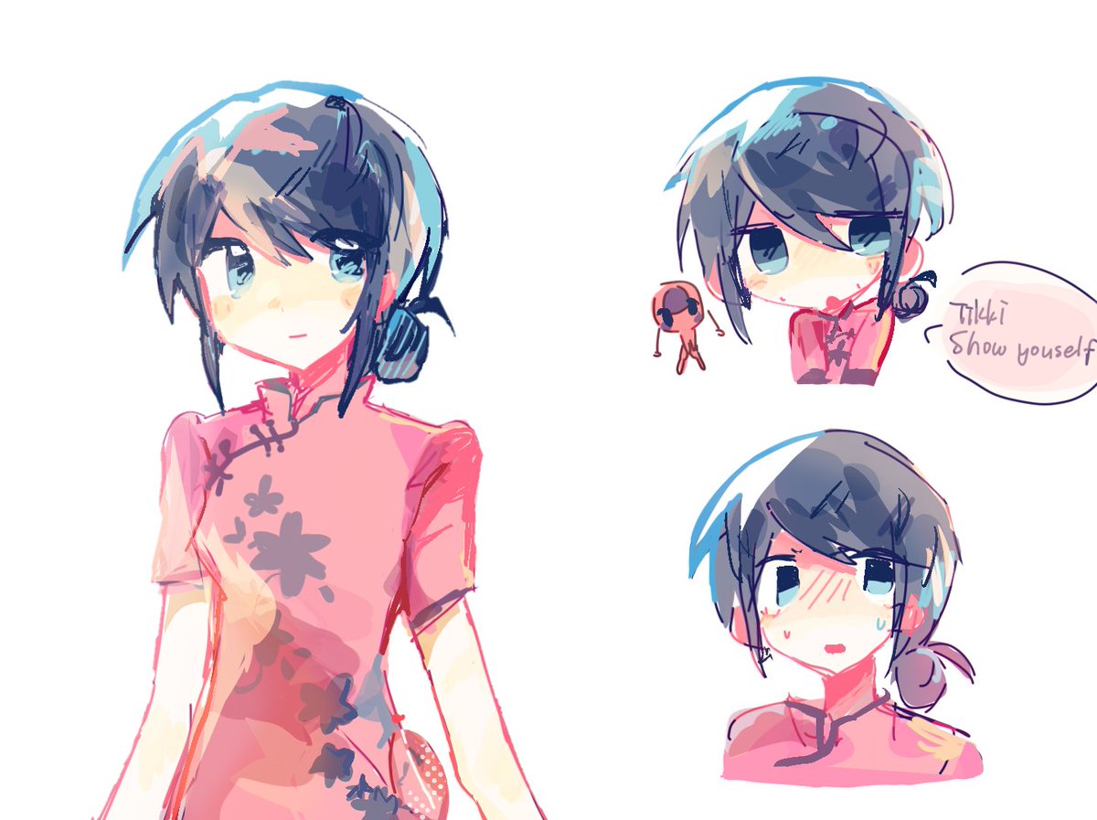 romerom6tv4mx's tweet photo. mari穿旗袍那套，
我终于抽出空画这个了
＃miraculousladybug #marinette https://t.co/wzY5ef8cMo