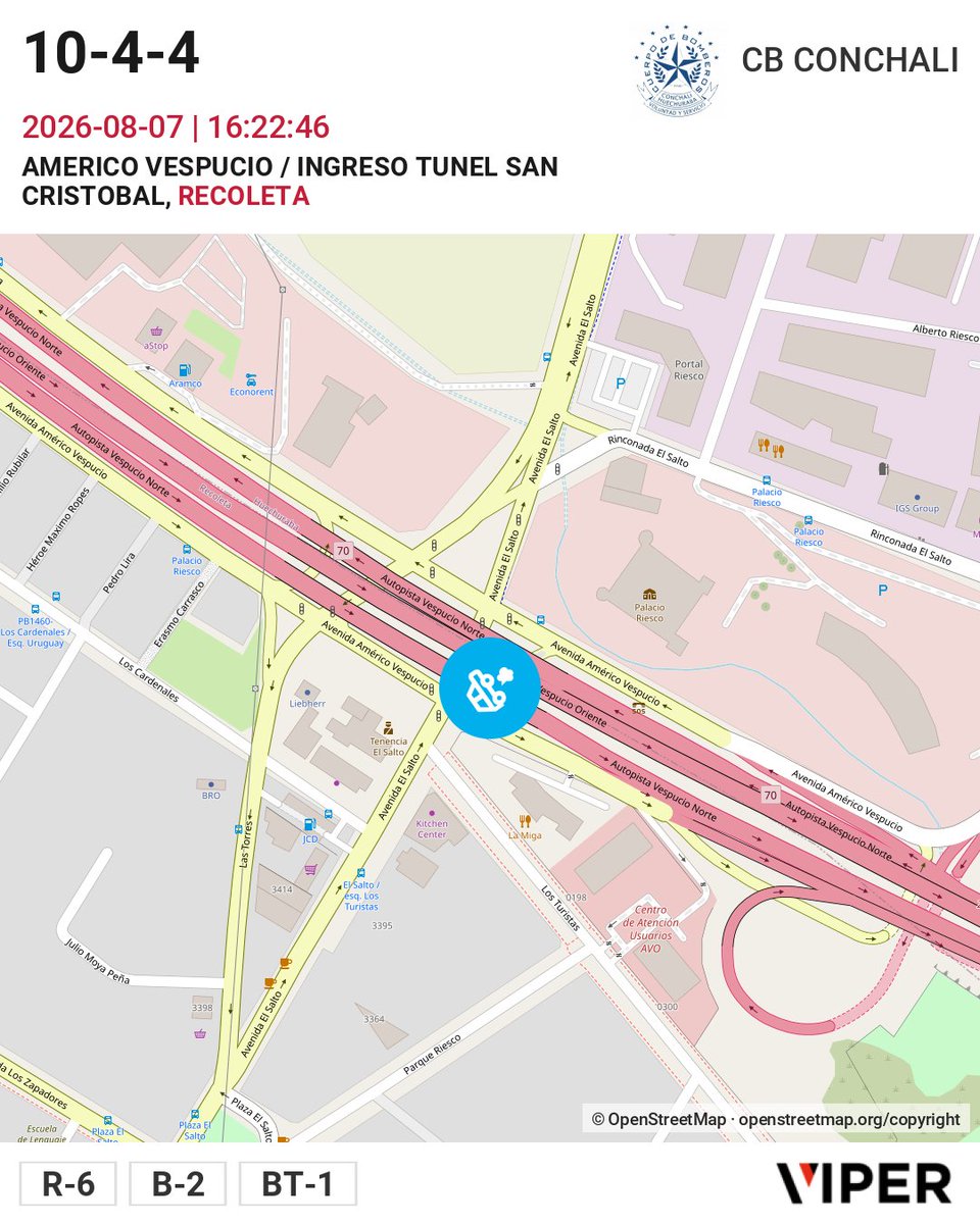 Central132_CBCH's tweet photo. SALE BT-1 A 10-4-4 AMERICO VESPUCIO / INGRESO TUNEL SAN CRISTOBAL / https://t.co/crXwx619Ze