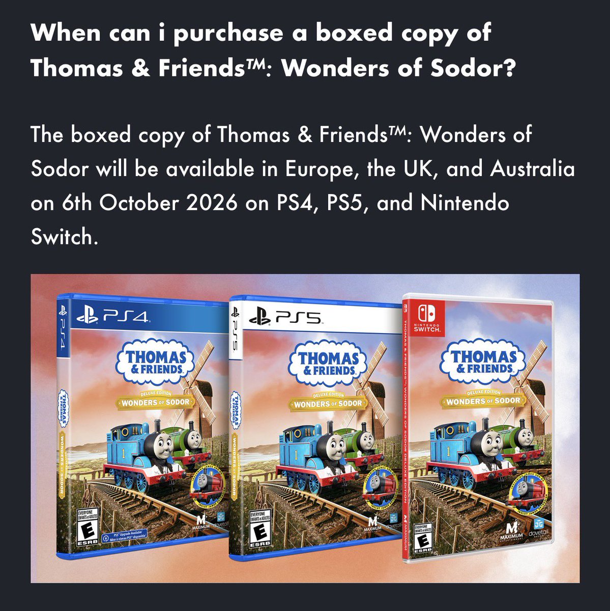 thomasmerchnews's tweet photo. The Physical editions for Thomas &amp; Friends: Wonders of Sodor include an engine sticker sheet that has a map of Sodor on the other side! (Physical editions releasing on October 6th in Europe, the UK and Australia for PS5, PS5 and Nintendo Switch) https://t.co/lmcSnatWPp