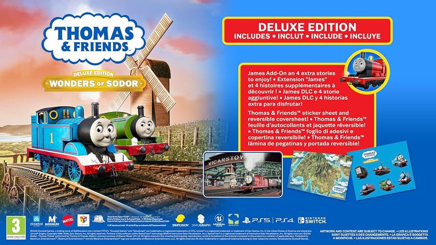 thomasmerchnews's tweet photo. The Physical editions for Thomas &amp; Friends: Wonders of Sodor include an engine sticker sheet that has a map of Sodor on the other side! (Physical editions releasing on October 6th in Europe, the UK and Australia for PS5, PS5 and Nintendo Switch) https://t.co/lmcSnatWPp