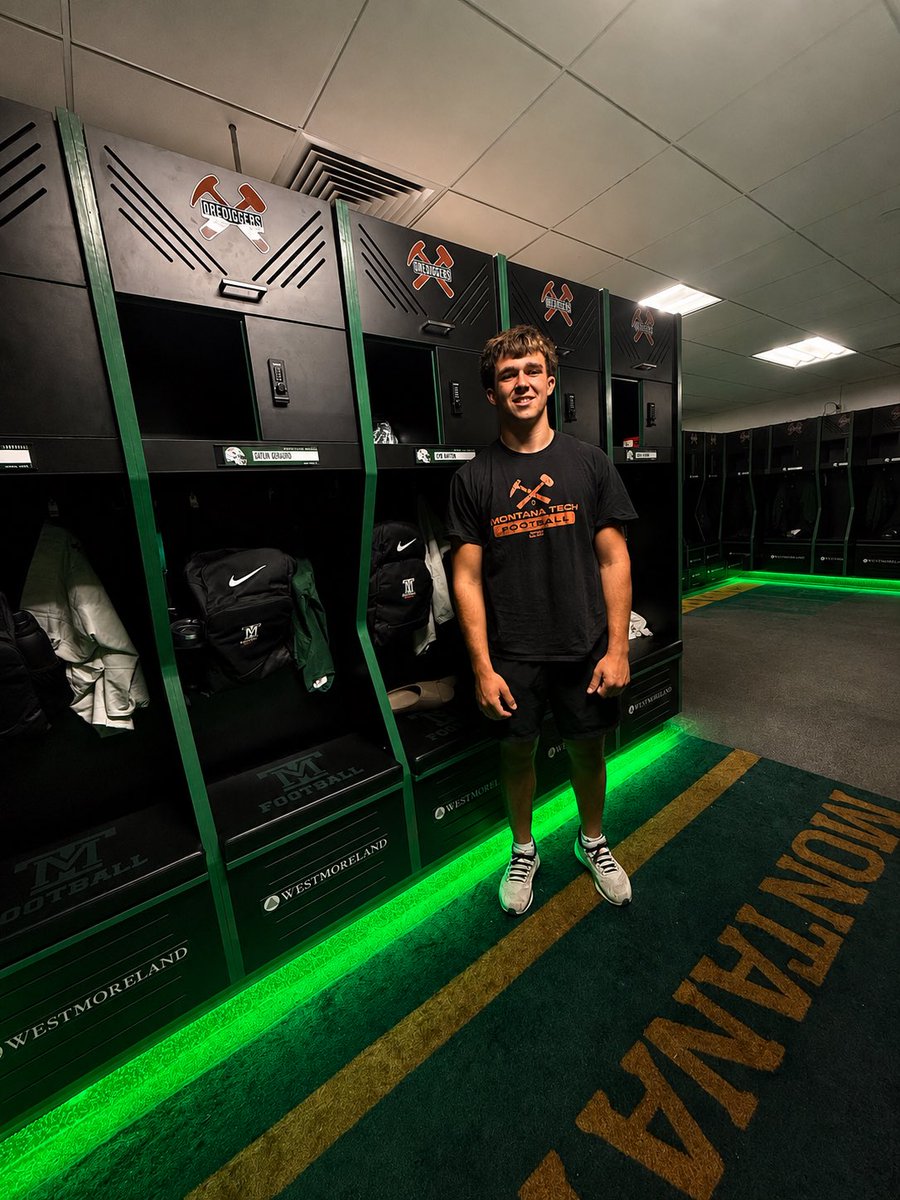 cooperweston5's tweet photo. Great day at Montana Tech today!
Grateful for the opportunity to tour the facilities, meet the staff, and learn more about the Oredigger program. Thank you for having me!

Cooper Weston
QB/LB | Class of 2028
@MonTechFootball #AGTG #RecruitMontana @CoachKyleSamson @CoachAndersonMT @DiggerAthletics @CoachMAllenFB