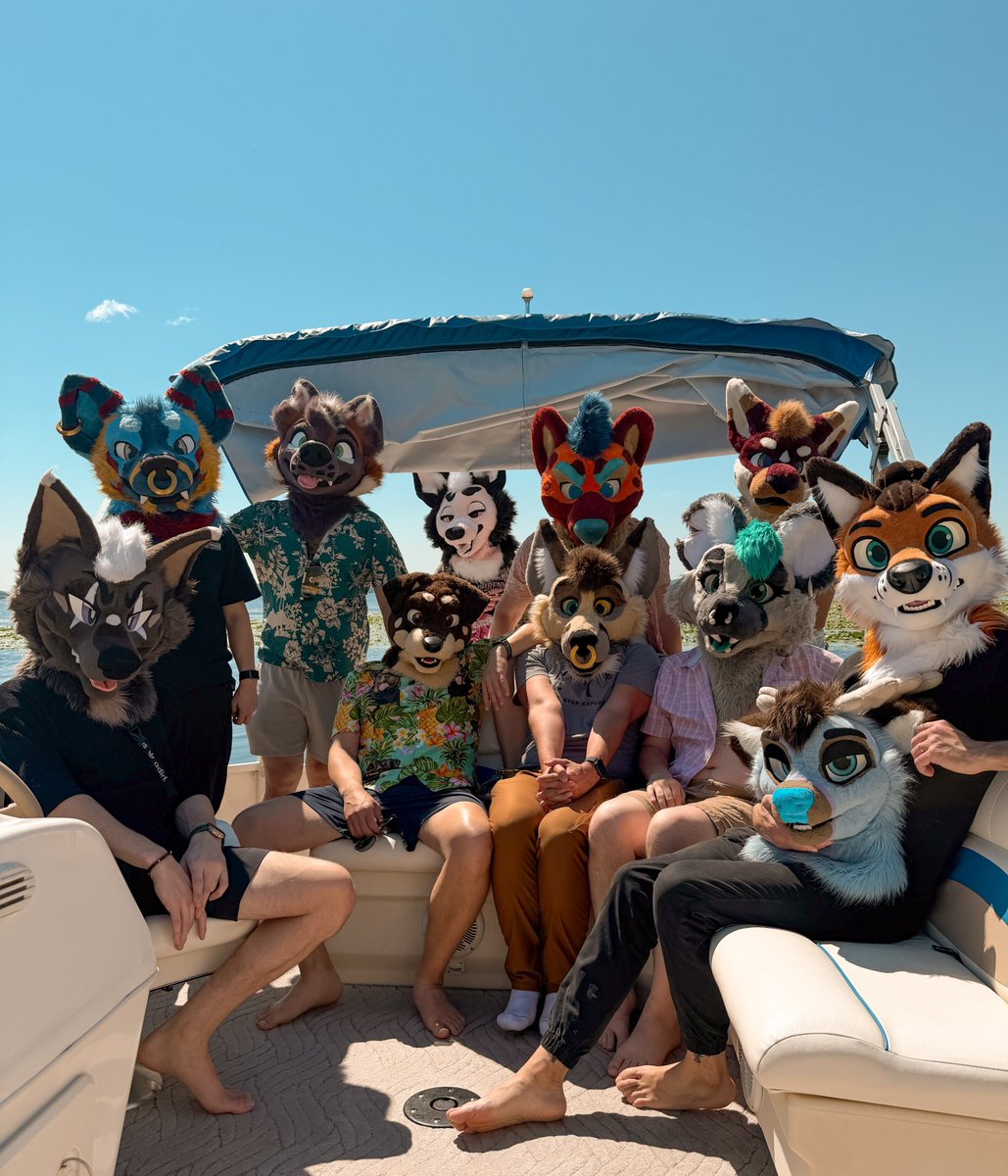 FoxSondyr's tweet photo. Fursuit Friday from our cabin trip last weekend where @TrlSilver made the creative decision to jump on the anchor and slice his foot open the day before this photo so he couldn't be in it! 😮‍💨

🪡: @AlphaDogsStudio.
#FursuitFriday

(Also please wish Silver a get well soon! 💚) https://t.co/V0UxAusIrY