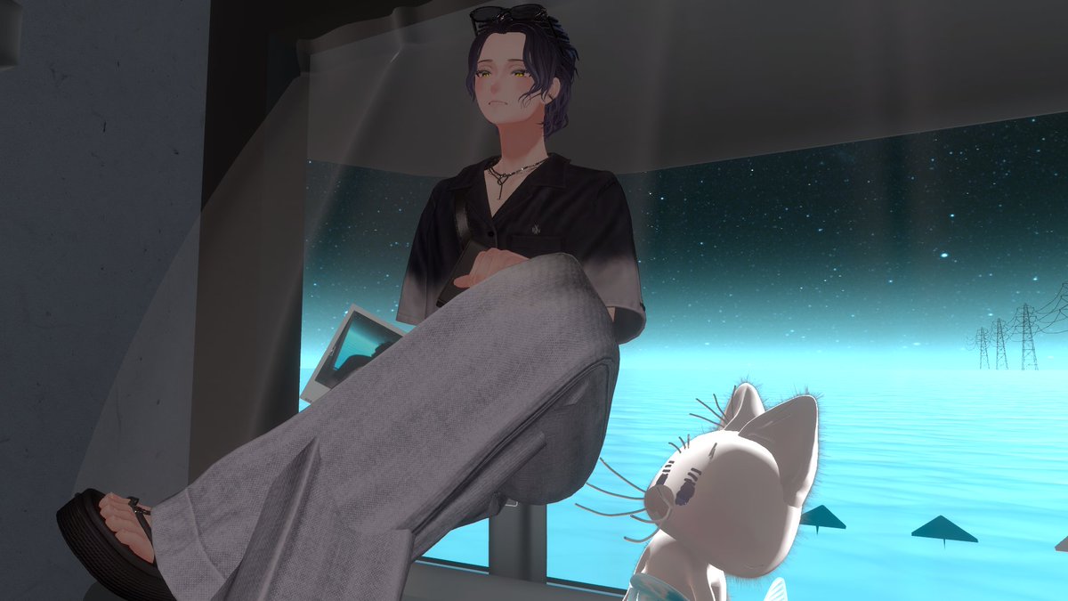 nlrqz_'s tweet photo. イケメンを拝む猫の図 #vrchat https://t.co/qo0WeGUb8o