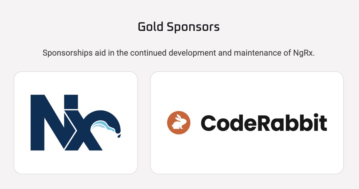 ngrx_io's tweet photo. Sponsorships help keep open source sustainable.

We're excited to welcome @coderabbitai as a new Gold Sponsor and grateful to @NxDevTools for their long-term support of NgRx. 💜 https://t.co/kwSW4V4zU6