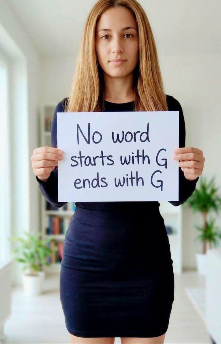 Milliehtu6's tweet photo. No word start with g ends g https://t.co/YwtnkCPyQ0