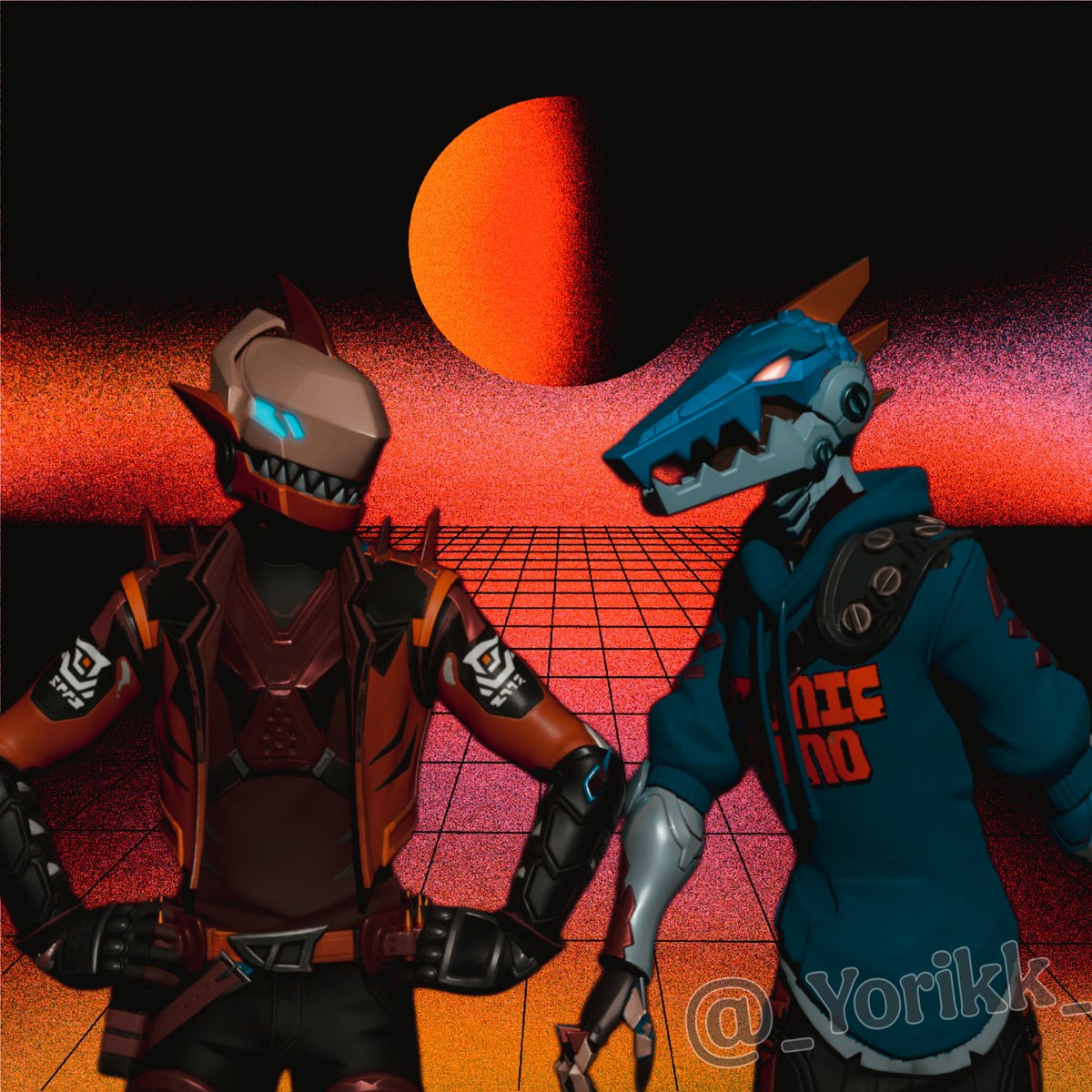 _Yorikk_'s tweet photo. Haxsaur and SH4RK color swap
#Fortnite #FortniteArt #Haxsaur #SH4RK #blender https://t.co/Z06QRWMExo