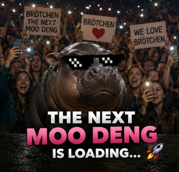 brotchen_cr3's tweet photo. Already famous? Just wait until the whole world knows #Brötchen 🦛🌎🚀

The next $MOODENG is loading… 👀🔥 https://t.co/n6ILZLSyME