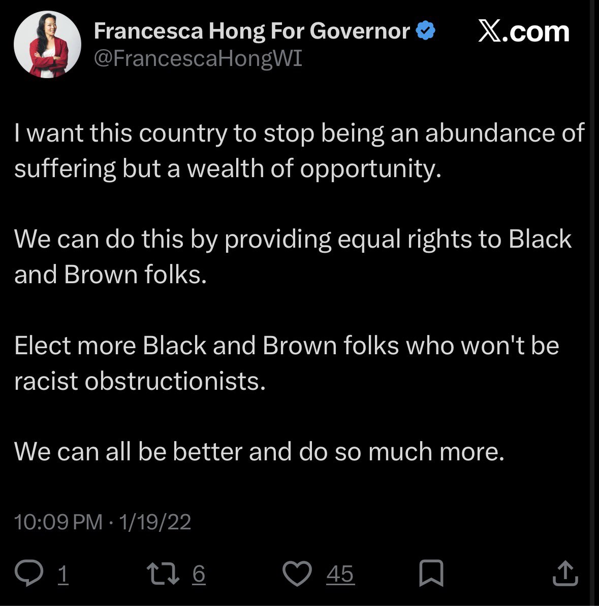 IanSimpsonTX's tweet photo. Francesca Hong believes that “Black and Brown people don’t have equal rights” https://t.co/5Awhoo9WEM
