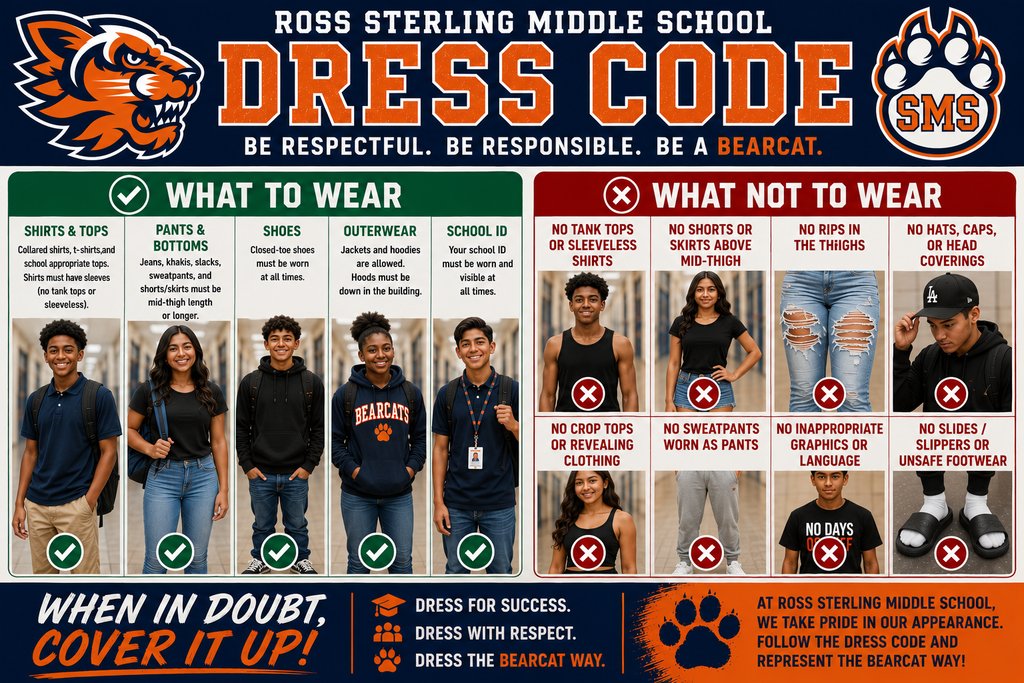 HumbleISD_SMS's tweet photo. 2026-2027 RSMS Dress Code
Please make sure that you review our updated Dress Code. https://t.co/mupaQat4ew