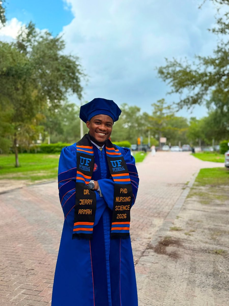 KuhisMNA's tweet photo. PhD in Nursing at the University of Florida done! 

Congratulations Aberanteɛ Jerry Armah, 2017 NSMQ semifinalist. https://t.co/6hGp5uAeo8