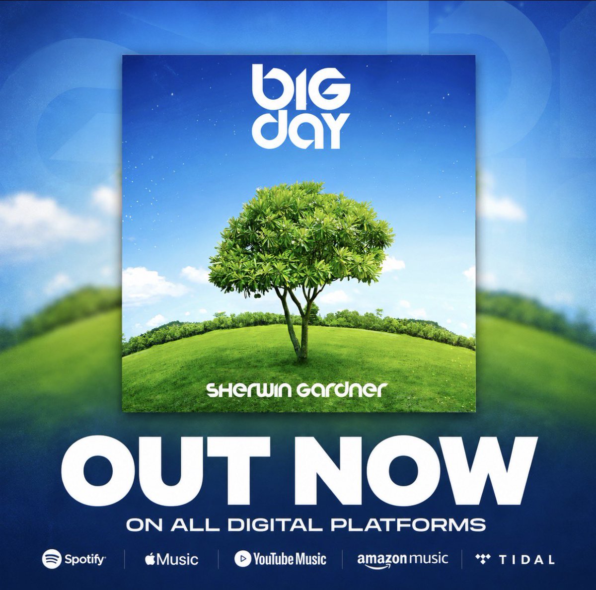 sherwingardner's tweet photo. It’s officially a BIG DAY! ☀️🌳

“Big Day” is OUT NOW on all digital platforms. Stream it, share it and speak life over your day!

🎧 https://t.co/jfCKAa7YUl

#BigDay #SherwinGardner https://t.co/J1m1ien58c