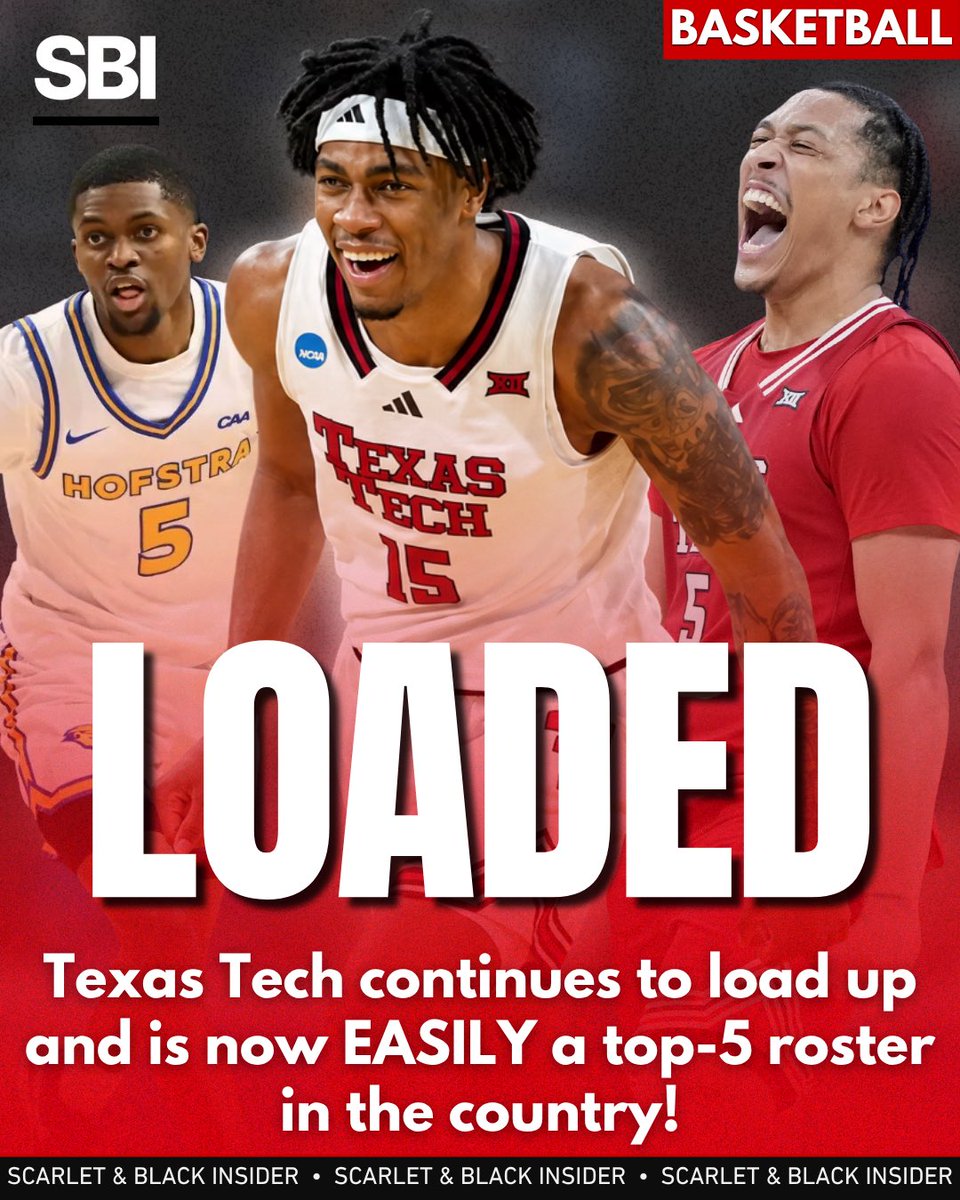 SBInsiderHQ's tweet photo. Texas Tech 🏀 has assembled an ELITE rotation 🔥🔥🔥🔥

Top 5 roster in the NATION 🏆

✅Cruz Davis
✅Dra Gibbs- Lawhorn
✅Darrion Williams
✅Jamichael Stillwell
✅JT Toppin

Dakari Spear
Damarion Dennis
Josiah Moseley

Imagine adding Donovan Atwell to this 👀 https://t.co/gy3IGThXQG