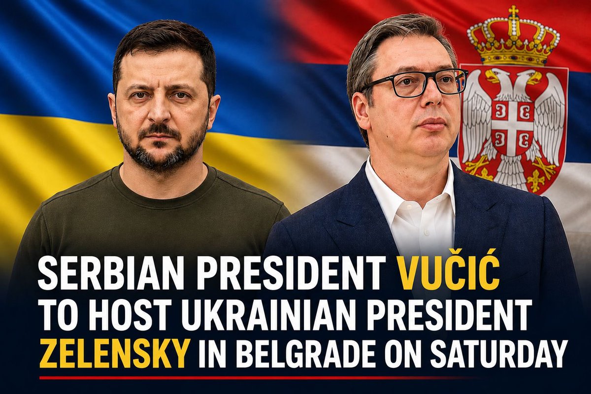 serbiainenglish's tweet photo. 🇷🇸🇺🇦Serbian President @avucic to host Ukrainian President Zelensky in Belgrade on Saturday for his first official visit to the Republic of Serbia.

The discussions will focus on three key areas: EU integration, bilateral economic cooperation, and energy cooperation. https://t.co/sIEu4LcKXI
