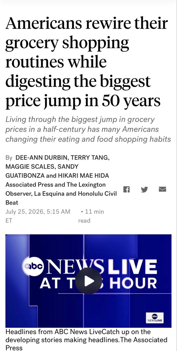 Robynje13's tweet photo. @oscb222 @EricLDaugh @BasedMikeLee I love how MAGA falls for this act every day that Mike Lee comes out with a video, which is every day. Grocery prices are currently at a 50 year high. The Save Act won’t help with that. Republicans will lose in the midterms for ignoring this. 👇🏻 https://t.co/clNbXJhdW2