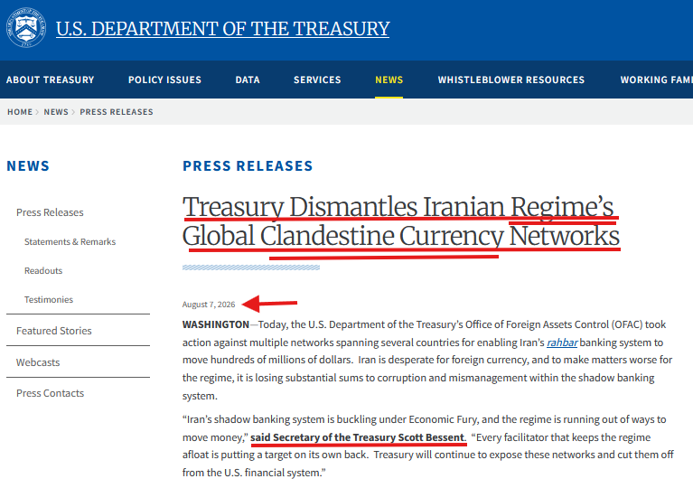 TheDebriefing17's tweet photo. 🤔Here's what happened today, in plain English.

Iran has a problem: nobody will bank with them.

Because of sanctions, no normal bank in the world will help Iran move money. If you're an Iranian bank and you try to wire dollars through the regular system, the transaction gets blocked. So Iran built a workaround. They call it the rahbar system. Everyone else calls it shadow banking.

Here's how it works.

Iran sells oil illegally, through sanctioned companies. The buyer pays. But that money can't go straight back to Iran, because it would get frozen the second it touched a real bank.

So instead, the money goes on a tour.

An Iranian bank called Shahr Bank has front companies. One in Iran, one in Dubai. Those front companies work with two currency exchange houses in Dubai Titan Exchange and Alps International. Those exchange houses have shell companies scattered around the world, mostly in Hong Kong and Singapore.

Now here's the trick, and this is the part that matters.

When money needs to move, the operators pick a shell company from their list. Then they print an invoice on that company's letterhead making it look like a legitimate business transaction. Then they run the money through that shell's bank account.

To anyone looking at it, it's a normal trade payment. Company A bought something from Company B. Here's the invoice. Here's the wire.

Except Company B doesn't do anything. It's a name on a piece of paper with a bank account attached. And the "invoice" was manufactured that morning by a guy in Dubai who picked the letterhead out of a folder.

One of those exchange houses, Alps International, moved hundreds of millions of dollars this way in 2026 alone.

What the Treasury Department did today.

They sanctioned the whole chain. The exchange houses. The shell companies in Hong Kong and Singapore and Dubai. And four individual people.

Three of those people are the ones who make the invoices and coordinate the payments.

The fourth is the IT guy.

His name is Amir Hendi. His job was keeping the computers running at Titan Exchange. Not a banker. Not a financier. The tech support.

They sanctioned him too. Because if the servers go down, the money doesn't move.

That tells you how deep this goes. They're not just going after the money men. They're going after the plumbing the people who keep the lights on.

Now the part that should make you sit up.

One of the Iranian bank employees was working with VTB Bank a Russian bank that's also under sanctions to convert currencies.

Think about what that means. Iran can't move money. Russia can't move money. So they're helping each other. Two sanctioned countries pooling their workarounds.

That's what happens when you cut people off from the financial system. They don't stop. They find each other.

And here's the thing most people will miss.

Today's action was the eighth one this year against this same Iranian network.

The Treasury Department listed them out in the press release. First they hit the Iranian banks and their front companies. Then the exchange houses. Then the people who ran the exchange houses. Then the big financiers. Then the importers and exporters who used the whole system.

Eight actions. Each one going a layer deeper.

That's not eight separate investigations. That's one target being taken apart floor by floor. You raid the top floor, you find the paperwork that tells you who's on the floor below, you go there next.

Every arrest produces the map for the next arrest.

And it's the same pattern I've shown you all month.

The sham charity in London that funneled money to Hamas it took photographs of the aid deliveries but cropped out anything showing where the goods actually went.

The Mexican cartel laundering money through tequila distilleries. Real distilleries. Real tequila.

The ring in Spain that opened bank accounts with forged passports and split four million euros into nine thousand two hundred tiny transfers to stay under the radar.

The 230-year-old Swiss bank convicted last week for processing money from an Uzbek extortion network.

And now Iranian operators printing fake invoices on borrowed letterhead.

Every single one of them uses the same weapon: paperwork that looks real.

They don't hide in the dark. They hide in the filing cabinet. The invoice, the charity registration, the distillery, the bank account, the shipping manifest all of it legitimate on paper, all of it fake underneath.

Which is why the enforcement looks the way it looks. Nobody's kicking down doors. They're publishing lists. And once your name is on the list, no bank on earth will touch you, and the whole thing collapses without a shot being fired.

The Treasury Secretary said it out loud today: Iran's shadow banking system is "buckling," and the regime is "running out of ways to move money."

Eight actions. One network. Taken apart one floor at a time.