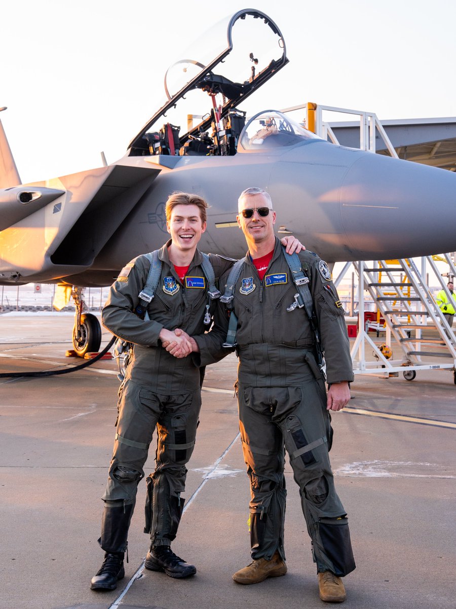 sameckholm's tweet photo. This was my third time going supersonic in a fighter jet, and my first time breaking Mach 2.

Flying more than 1,500 mph at 21,000 feet is hard to describe. The acceleration is what really gets you. One moment you’re cruising, and seconds later you’re traveling at twice the speed of sound.

Powering us there were two General Electric F110-129 afterburning engines producing a combined 59,000 pounds of thrust. The sheer force pushing you back into the seat is unforgettable.

I’ve been told the F-15EX is the closest thing to experiencing what it’s like to fly an F-22 Raptor. If that’s true, I can live with never flying the Raptor, because this was one hell of a ride.