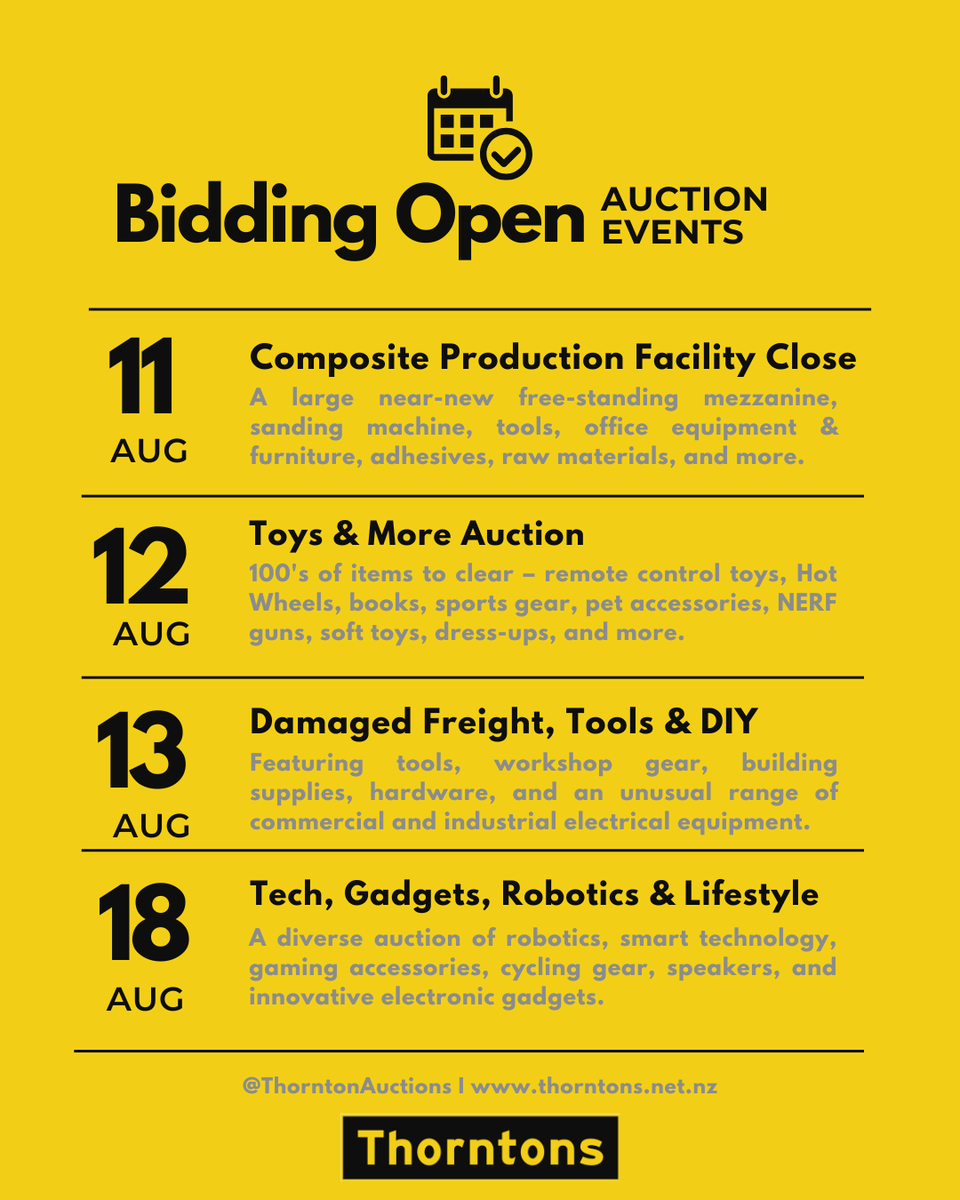 ThorntonAuction's tweet photo. Tools, Toys & Tech.
Here's the latest menu at Thornton’s.
https://t.co/vvYRInvjYA
#Auction #Bid https://t.co/MFJk358AsW
