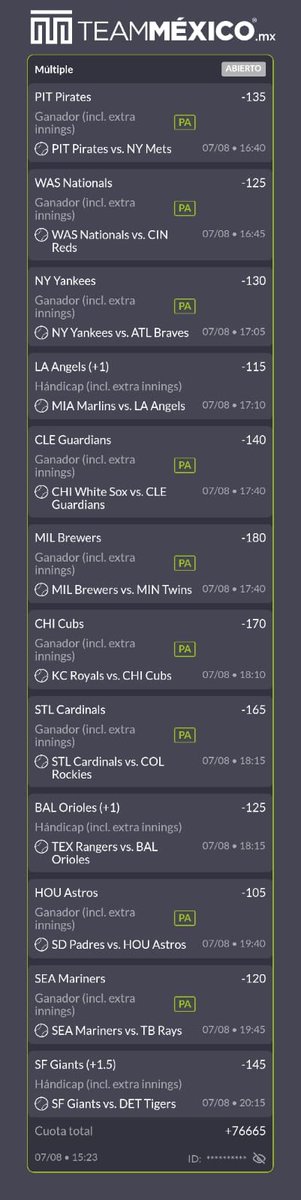 Zyro_Picks's tweet photo. Les dejo las selecciones del día de hoy ⚾️
Recuerden siempre jugarlas en derechas o poquito en parlay 👌🏻

Pirates ML
Nationals ML 💎
Yankees ML 💎
Angels +1
Brewers ML
Guardians ML
Cubs ML
Orioles +1
Cardinals ML
Astros ML
Mariners ML
Giants ML 💎

Parlay +76665 🚀

Suerte ❣️🤞🏻 https://t.co/3D8nYoEepz