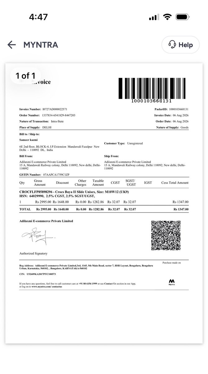 SameerKazmi11's tweet photo. @MyntraSupport This is my oder app is showing delivered no one come to my home no one ask me to otp no one give this product what is this service https://t.co/bIOREE3yEn