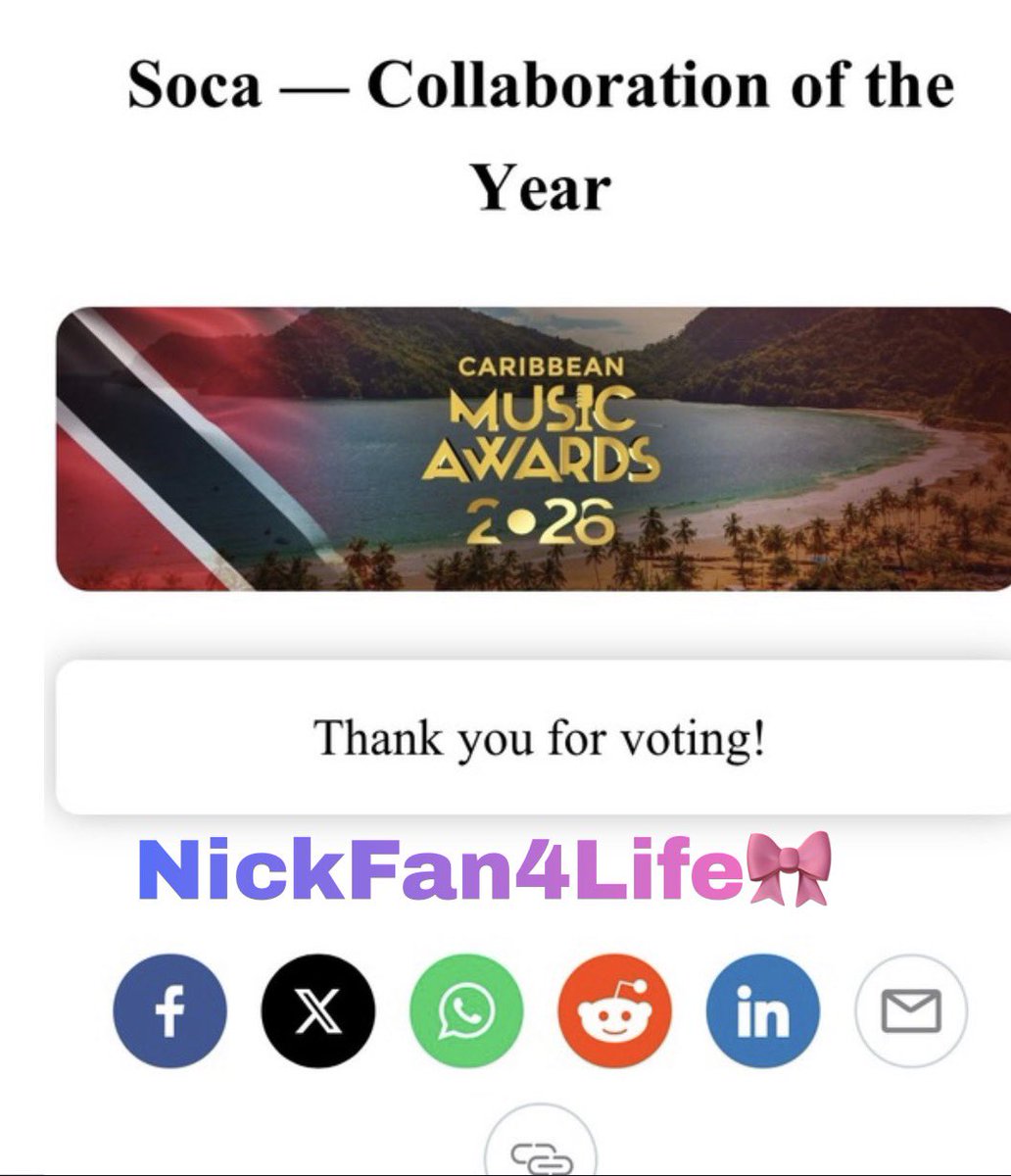 PrettyHustlerzz's tweet photo. I Love Supporting The ๐@NICKIMINAJ !
#Barbz Continue To Place Your Votes There Is No Limit On Voting Letโs Go ๐๐๐
๐ณ๏ธ #CaribbeanMusicAwards #NickiMinaj #EskimoRemix #Barbz https://t.co/hwwPSAYVpW