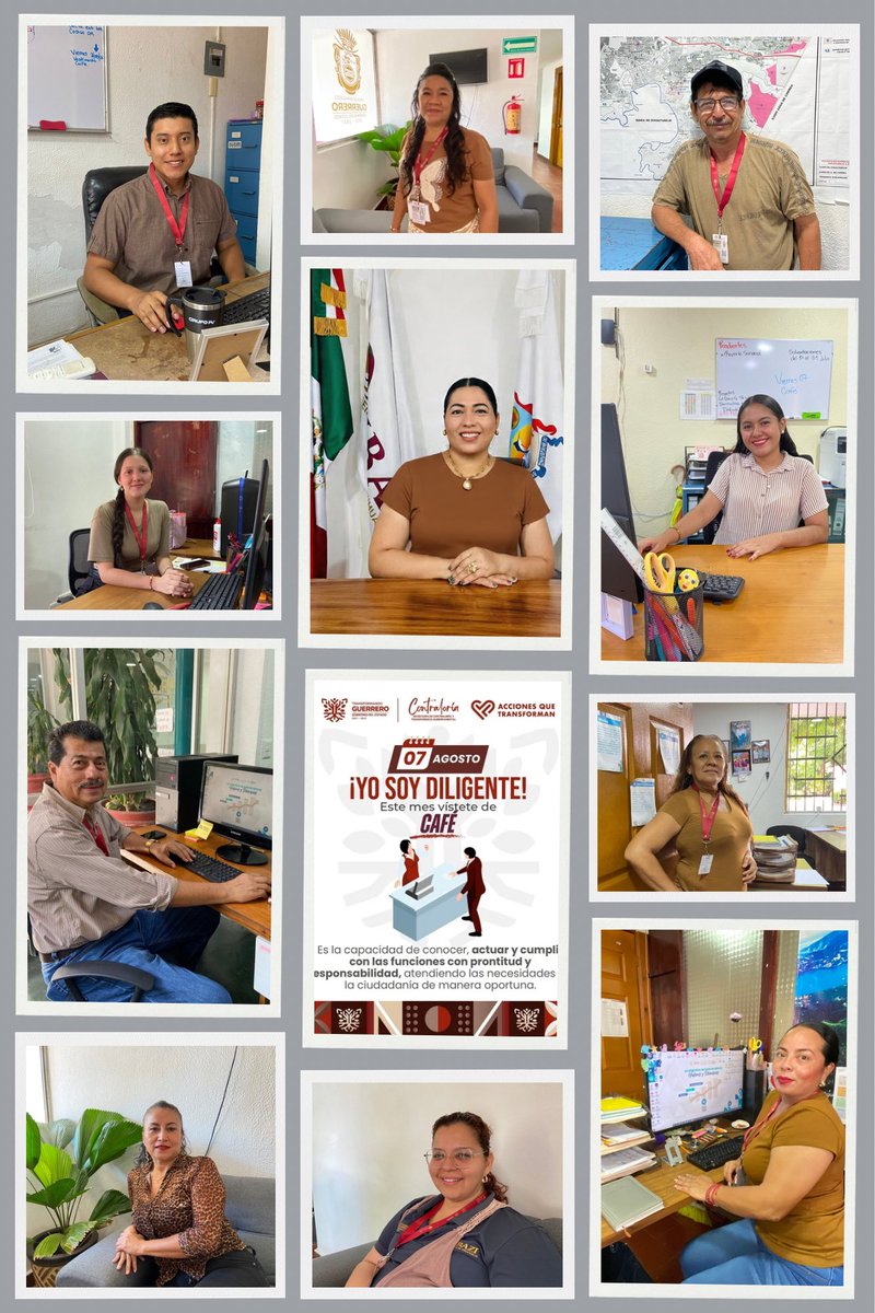 FIBAZI2024's tweet photo. Los trabajadores del Fideicomiso Bahía de Zihuatanejo (FIBAZI), cuya directora general es Marcia Elsa Valencia Guzmán, nos vestimos de café para respaldar la campaña “Acciones que Transforman”, que promueve la Secretaría de la Contraloría y Transparencia Gubernamental.
#Fibazi https://t.co/VxiyR4G0rP
