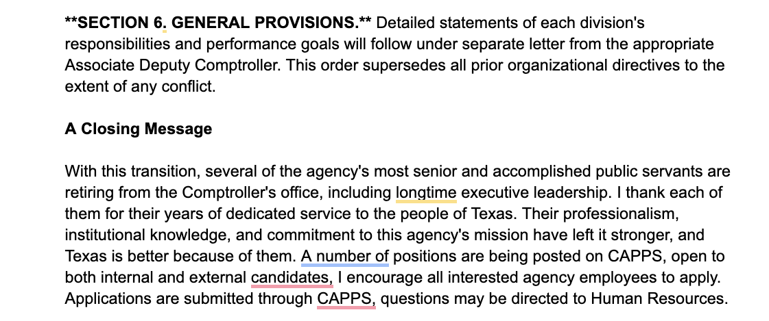 AaronTorres_'s tweet photo. Here's a copy of email that acting comptroller @DonHuffines sent to staff announcing restructuring at @txcomptroller 

In it, Huffines announces the new associate deputy comptroller's (ADCs) are (h/t @bradj_TX who reported first)

#txlege https://t.co/bztg4b7q7g