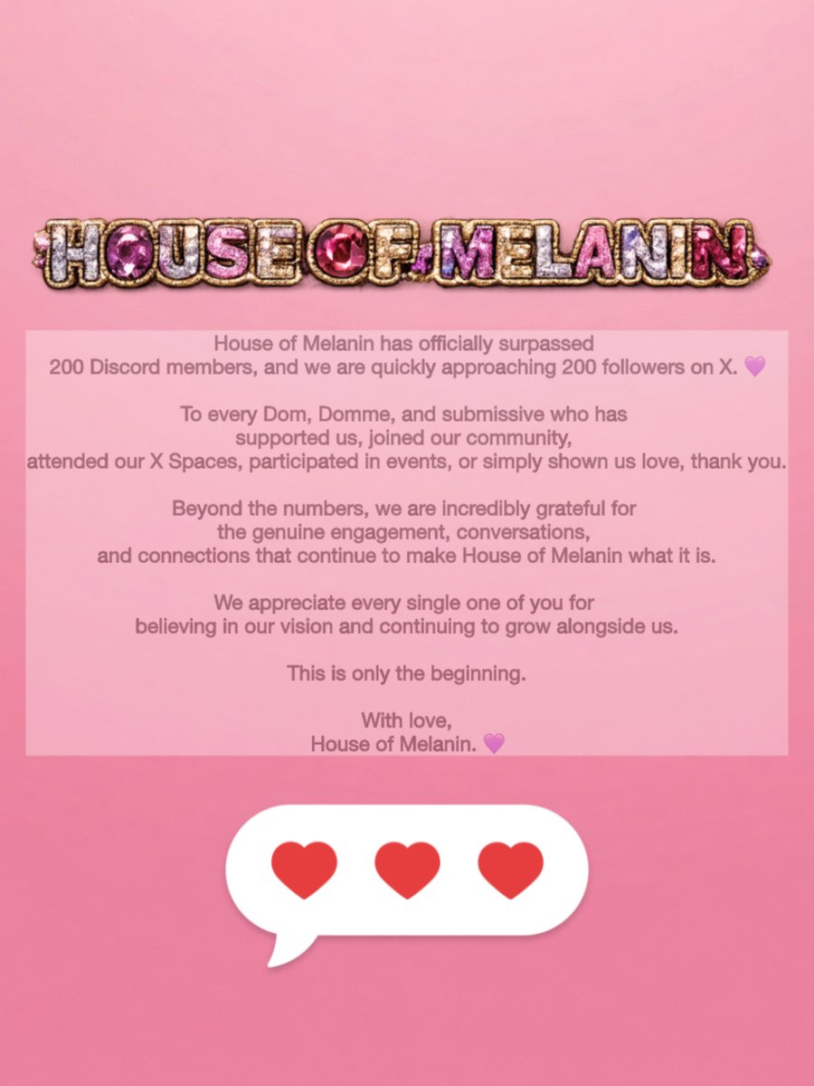 HouseOfMelaninx's tweet photo. ✨♣️🥂 160+ followers in under two and a half months. 200 server members. Milestones are being broken, gorgeous faces are flourishing, &amp; abundance is at an all-time high.

♣️🖤 https://t.co/rmSMN8yfyW 🖤♣️

Thank you to everyone supporting the House of Melanin. https://t.co/wkG2fXft3z