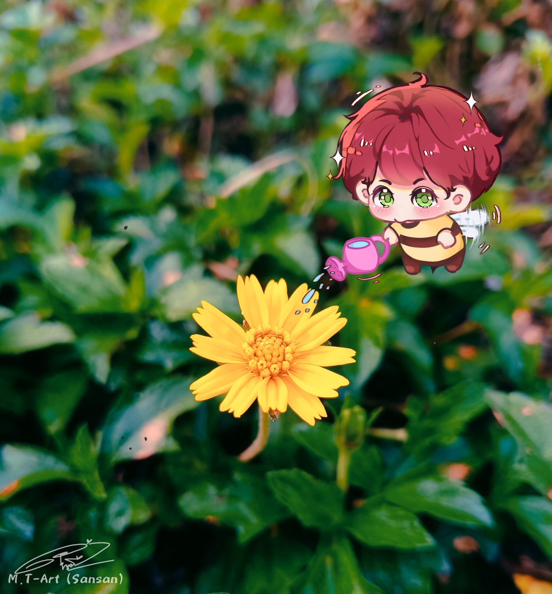 BabySanaSan4566's tweet photo. little Bee~~~🐝🌼
#MTArt #Owncharacter #ibispaint #chibi https://t.co/3LlSfFrU22