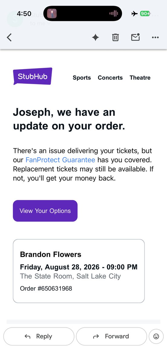sforceROCKER's tweet photo. @StubHub why can’t I have these? You pulled the tix I bought. You let the seller screw me. You are selling these and *NOT* honoring the fan protect guarantee. I hope @BrandonFlowers @thestateroom see what you’re doing!!!  #thrasher @thekillers #victims @axs https://t.co/KkybIDJnma
