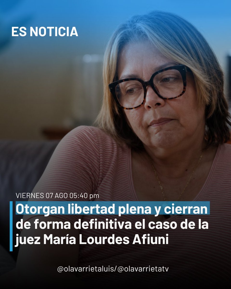 LuisOlavarrieta's tweet photo. #ÚLTIMAHORA | A través de un comunicado público, la familia y la representación legal de la juez María Lourdes Afiuni confirmaron la concesión de su libertad plena y el cierre definitivo del caso en su contra. En el texto, señalaron que esta decisión pone fin a un «largo y doloroso capítulo» de persecución judicial en Venezuela y destacaron que la defensa de la independencia de los jueces es una condición indispensable para la garantía de los derechos humanos en el país.