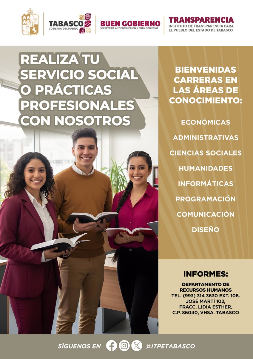 ITPETabasco's tweet photo. 💼 En el #ITPET te ofrecemos la oportunidad de desarrollar competencias en las diversas áreas de conocimiento que listamos en esta imagen, contribuyendo directamente al fortalecimiento de instituciones públicas transparentes. https://t.co/ybFsADzmGW