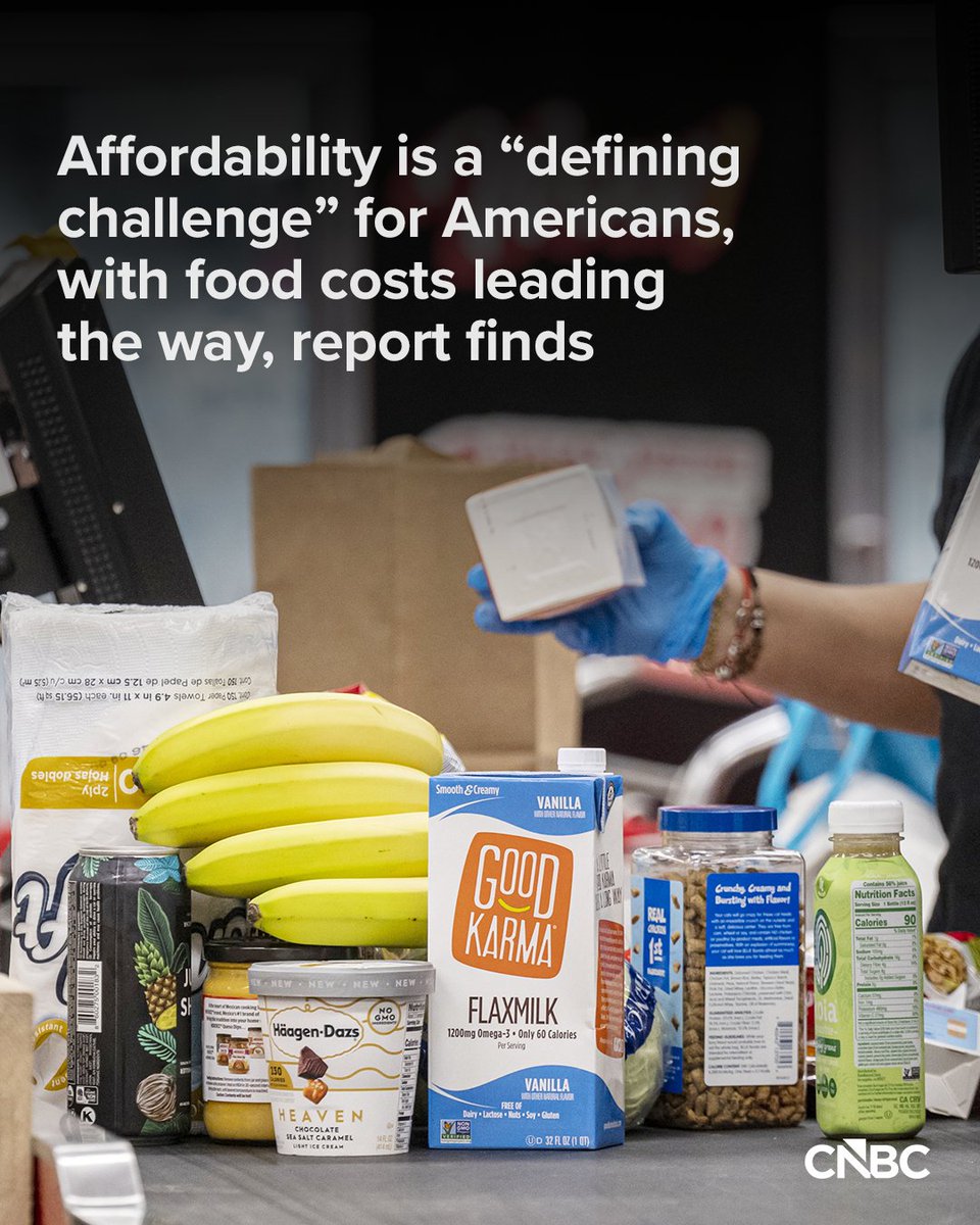 CNBC's tweet photo. Affordability is the “defining challenge” when it comes to economic mobility, according to a new report by the McKinsey Institute for Economic Mobility and the W.K. Kellogg Foundation.

The survey of 30,000 Americans across income levels found that 90% of those polled cited groceries and food prices as a top cost concern, even over other key expenses, such as housing and healthcare.

More: https://t.co/xadlU1sxaO