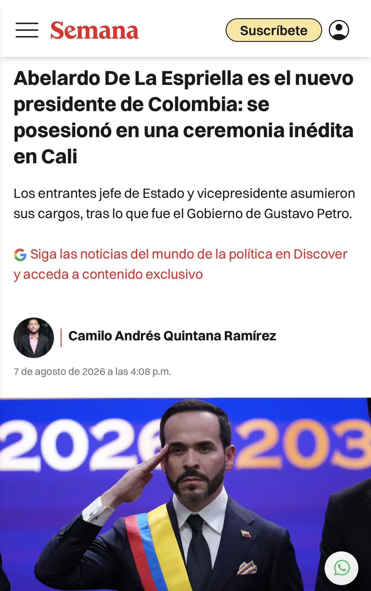 VickyDavilaH's tweet photo. Abelardo De La Espriella: ya es el presidente de Colombia, 2026-2030

https://t.co/MSHGJTWoOv https://t.co/uYmiqBcNyv